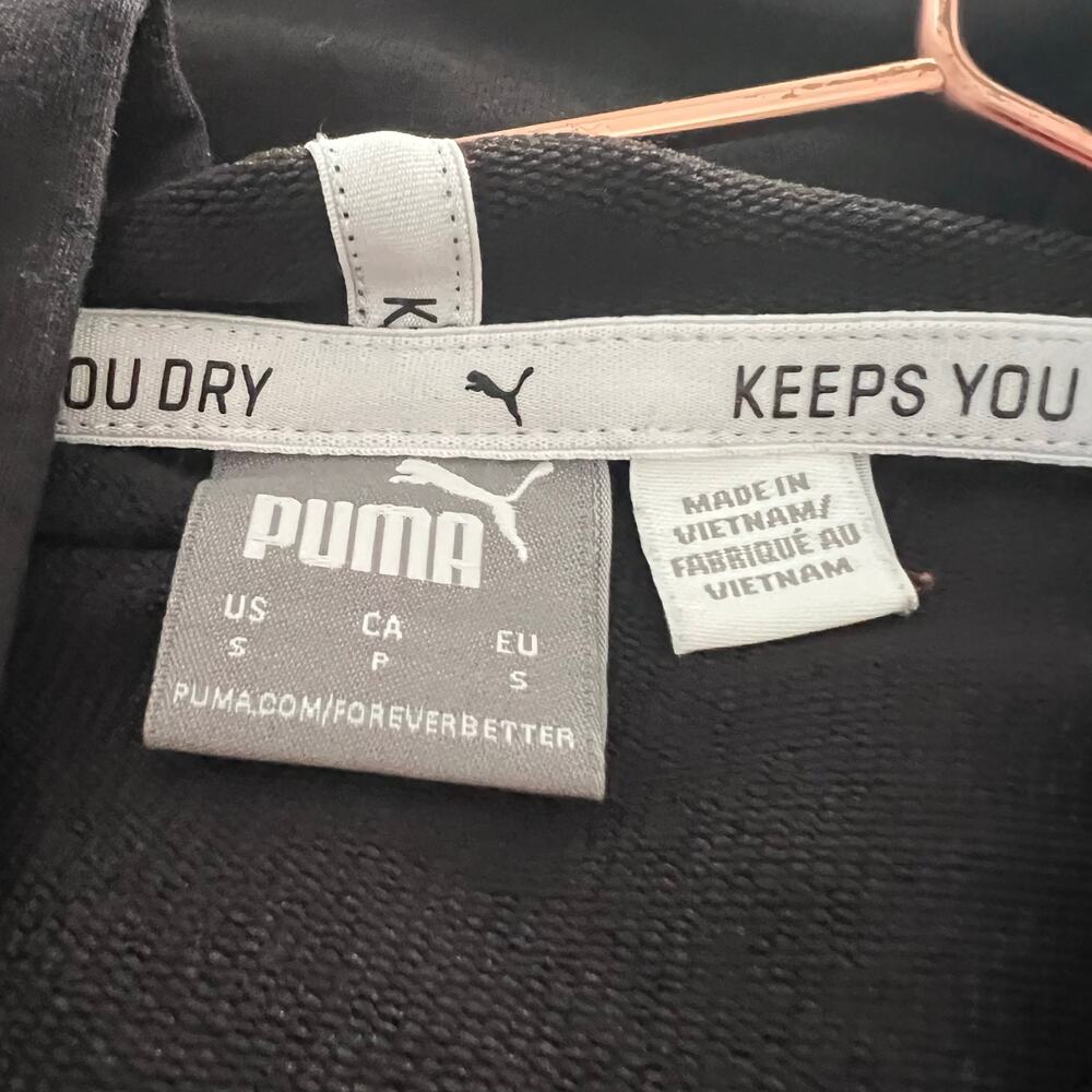 Puma logo crop hoodie top long sleeve black 846115 - Picture 4 of 8